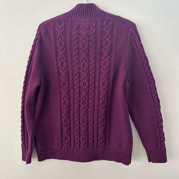 L.L. Bean Women’s Fisherman Cable Knit Zip Up
cotton Eggplant Purple Zip Jacket - Picture 5 of 6